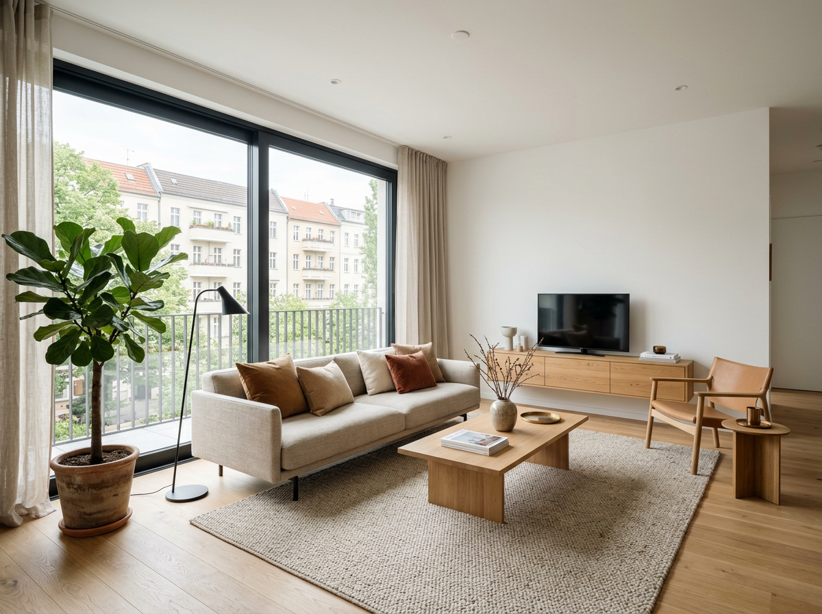 Modernes Wohnzimmer einer geprüften Bestandsimmobilie